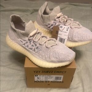 Adidas Cream Sneakers with Knit Upper and Boost Cushioning